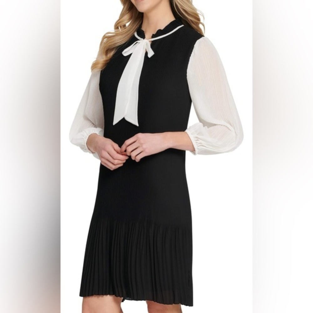 DKNY Black and White Midi Dress
